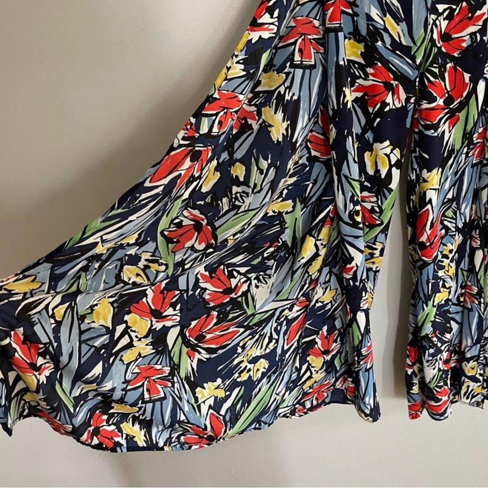 Lulus Pauma Navy Blue Print Wide-Leg Pants Women’s Size Medium NWT - Picture 10 of 13